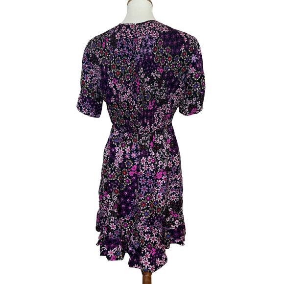 Kate Spade Floral Fit Flare Mini Dress Size 4 Smocked Silk Designer Cottage $428 - Picture 8 of 11